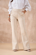 Beige Bell Bottom Pants