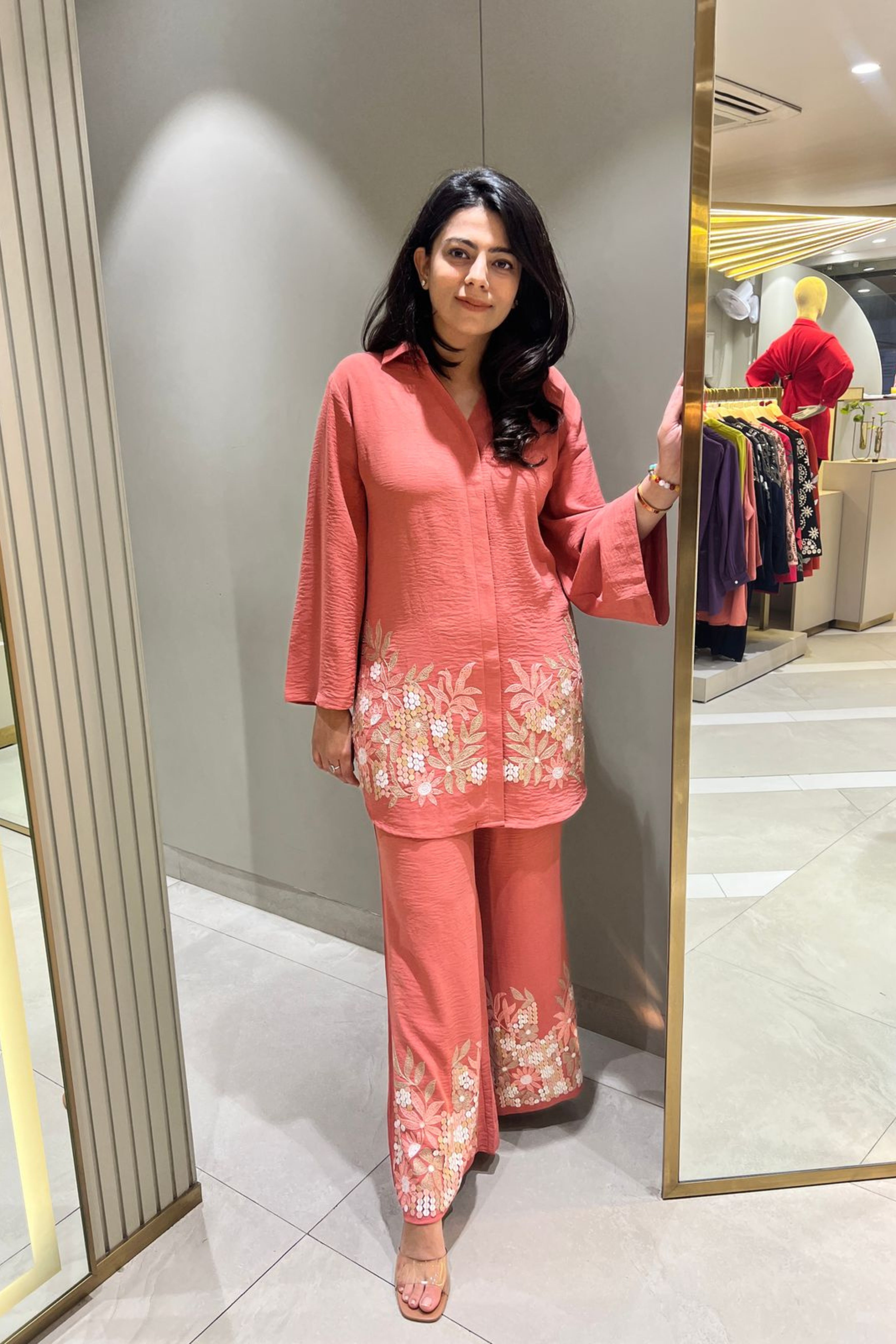 Peach Blush Embellished Co-Ord Set