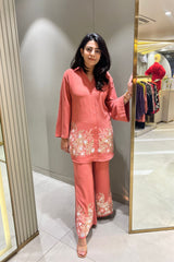 Peach Blush Embellished Co-Ord Set