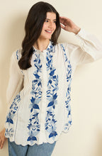 White Floral Embroidered Shirt