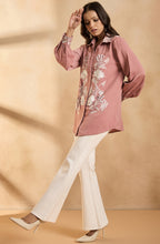 Dusty Rose Shirt with Ivory Floral Embroidery