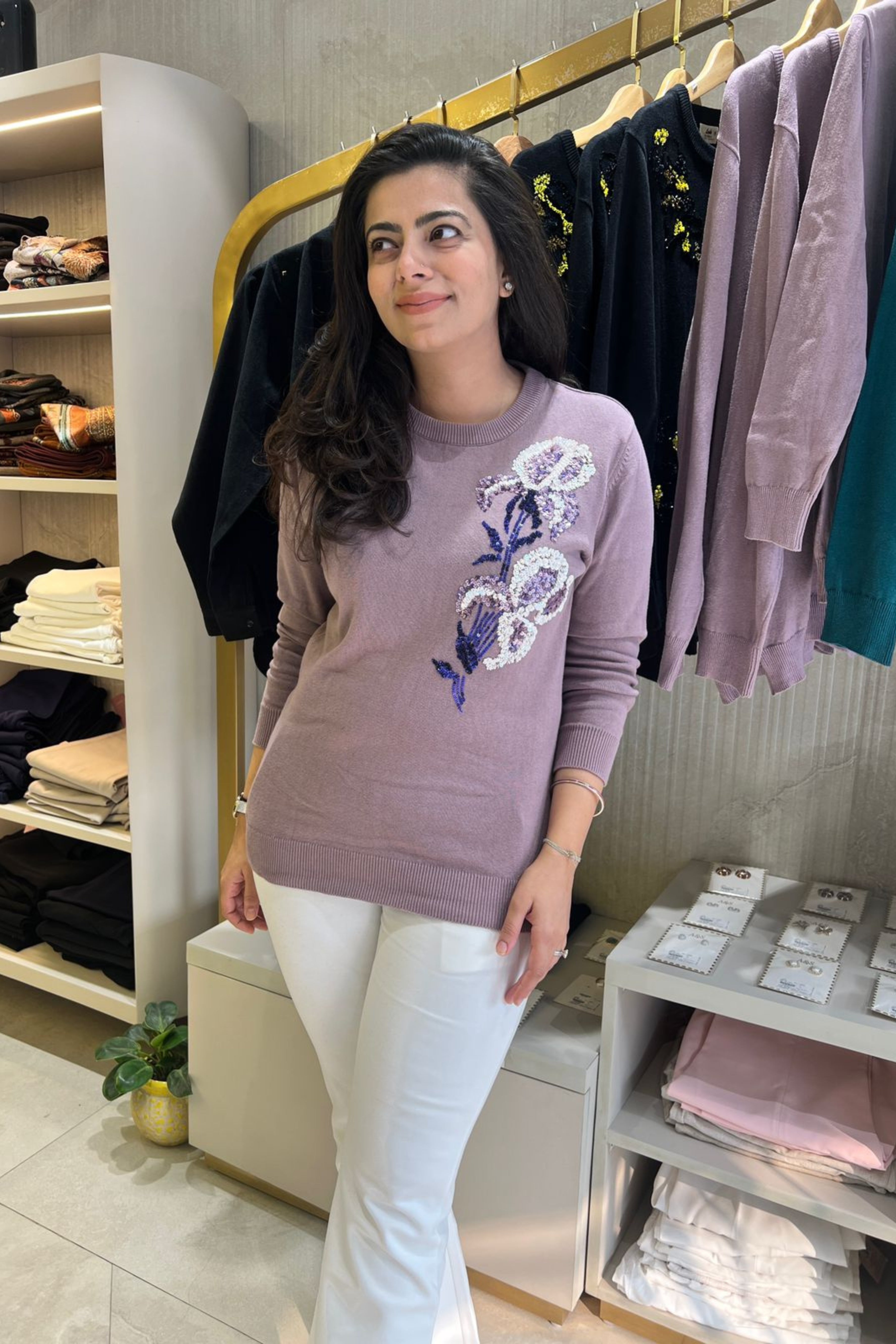 Lilac Embellished Sweater