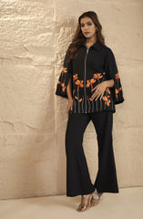 Black Floral Zipper Co-Ord Set