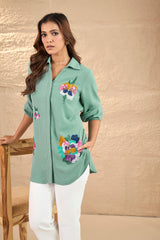 Mint Green Embellished Shirt