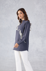 Grey Embellished  Shirt