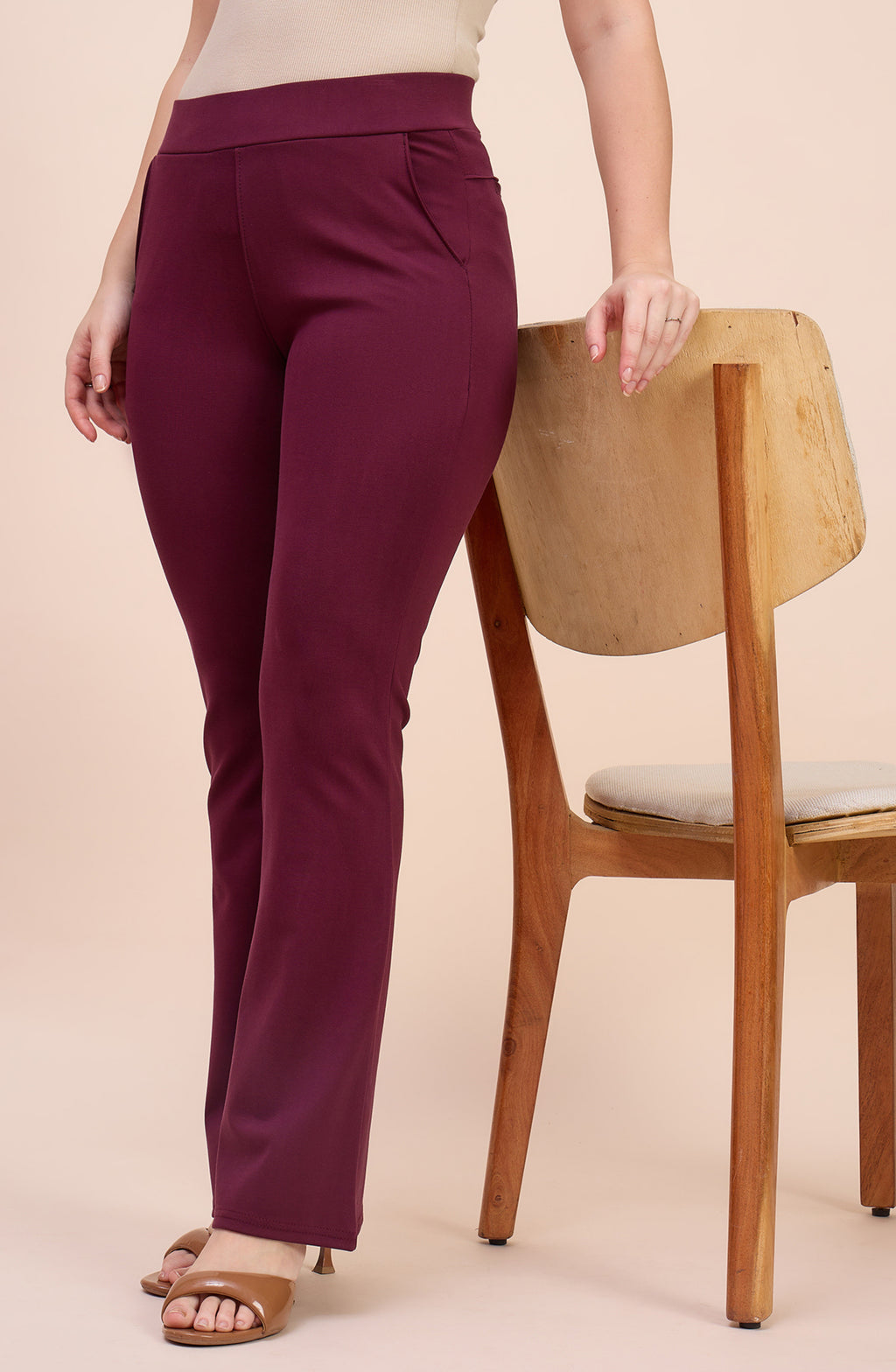 Wine Maroon Bell Bottom Pants