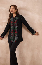 Black Multicolour Botanical Embroidered Shirt
