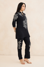 Black and Silver Floral Embellished Co-Ord Set