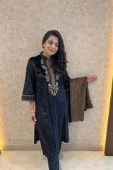 Black Zari Velvet Kurta Set
