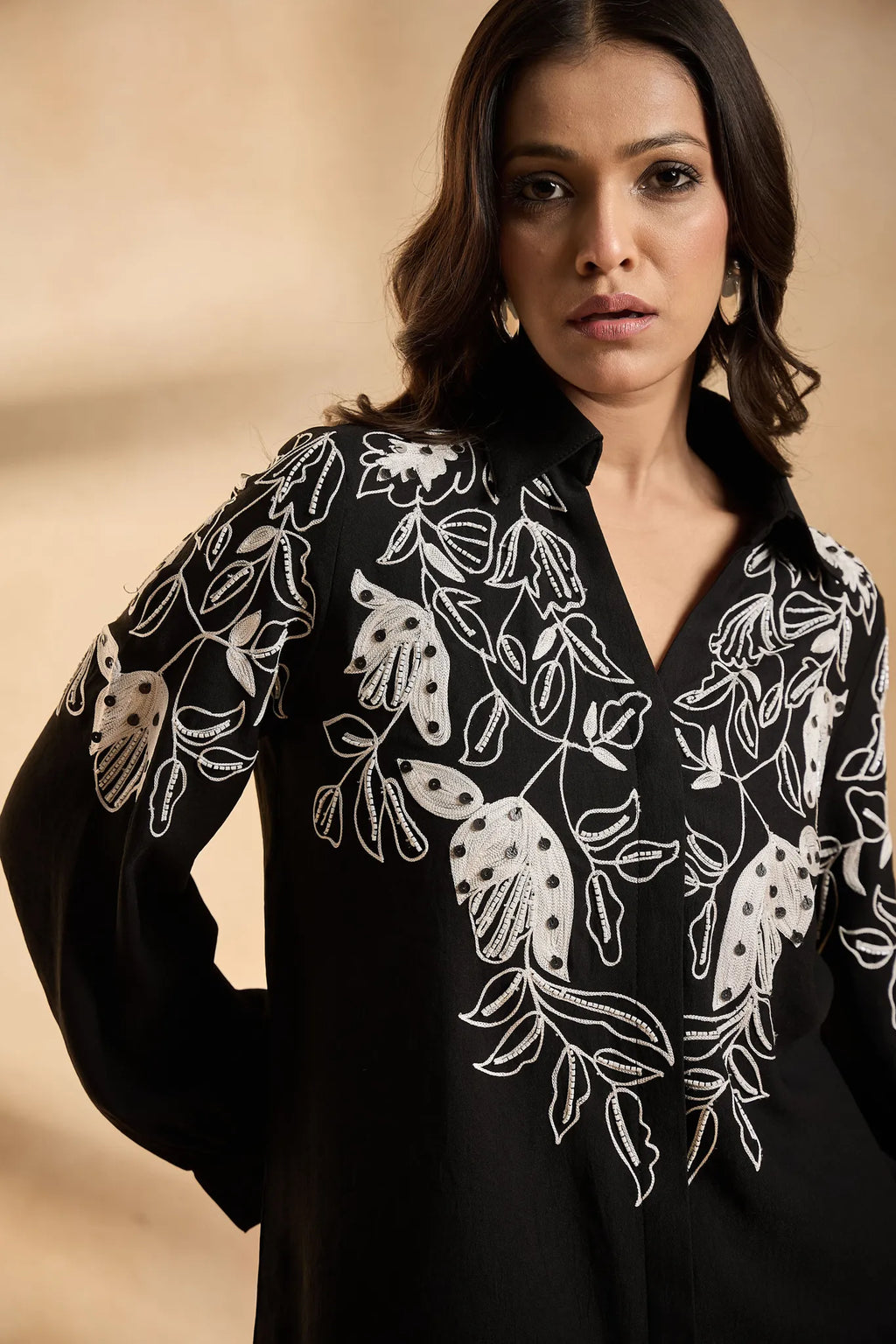 Timeless Black & White Embroidered Co-Ord Set