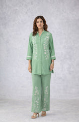 Green Floral Embellished Co-Ord Set