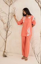 Coral Ember Embroidered Co-Ord Set