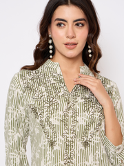 Printed Embroided Kurta