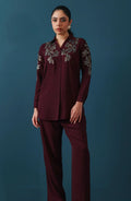 Wine Embellished Co-ord Set