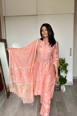Elegant Peach Handcrafted Kurta