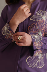 Purple Floral Embroidery Co-ord Set