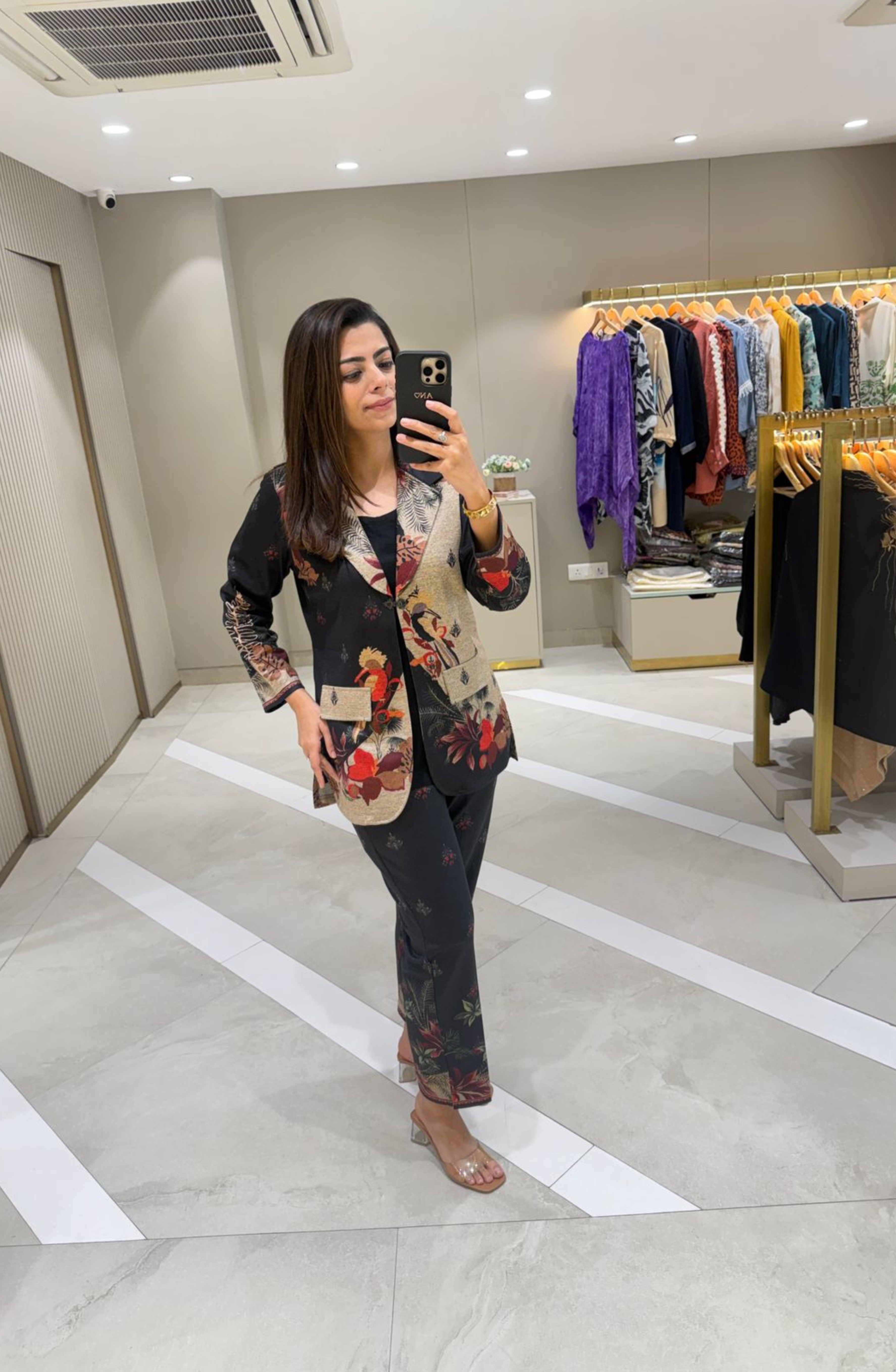 Woolen Floral Blazer Style Co-Ord Set