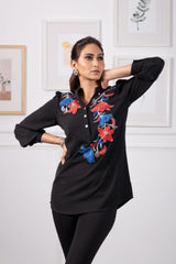 Black Formal Embroidered Shirt