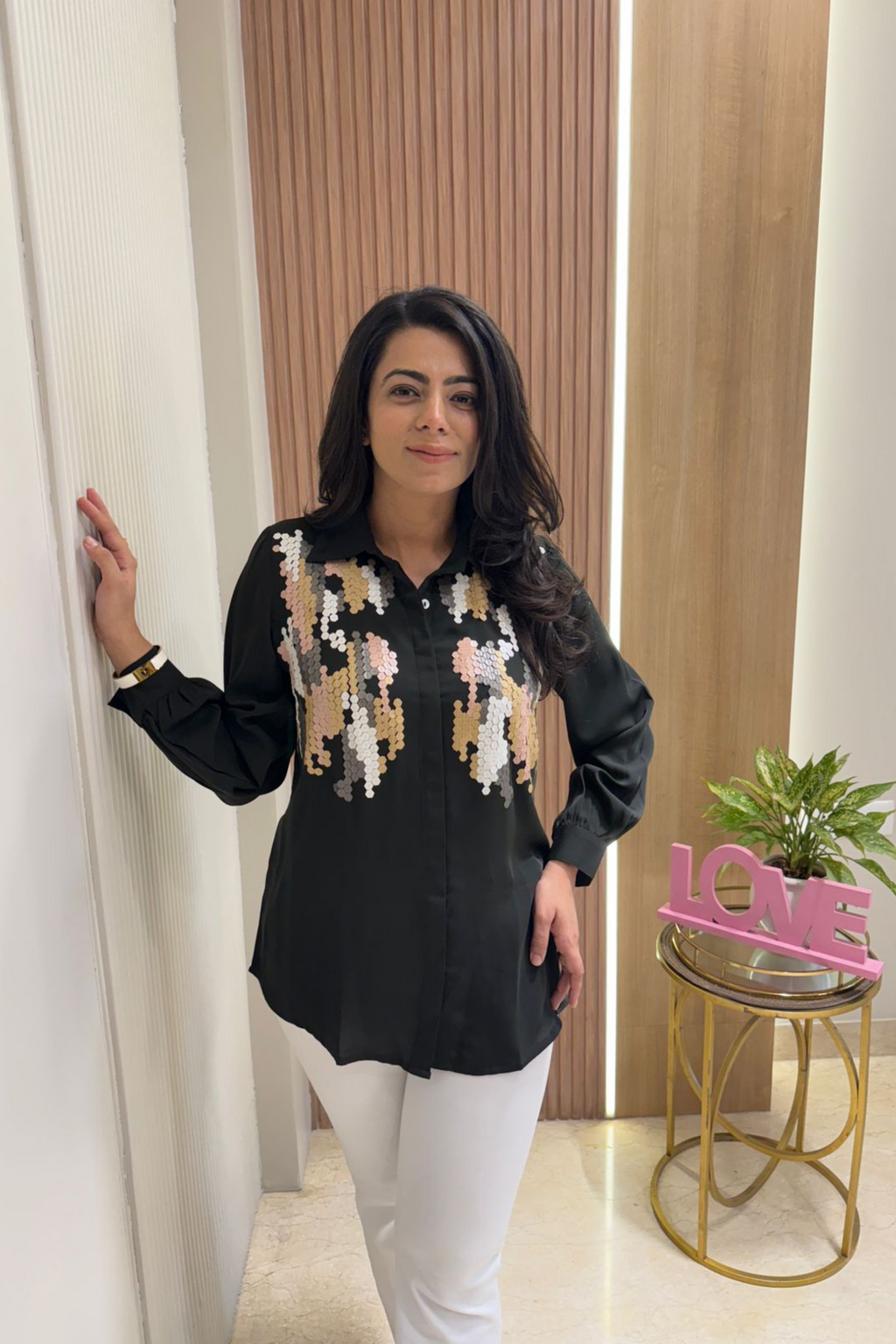 Olive Spark Sequin Shirt