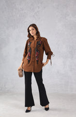 Elegant Brown Sequin Shirt