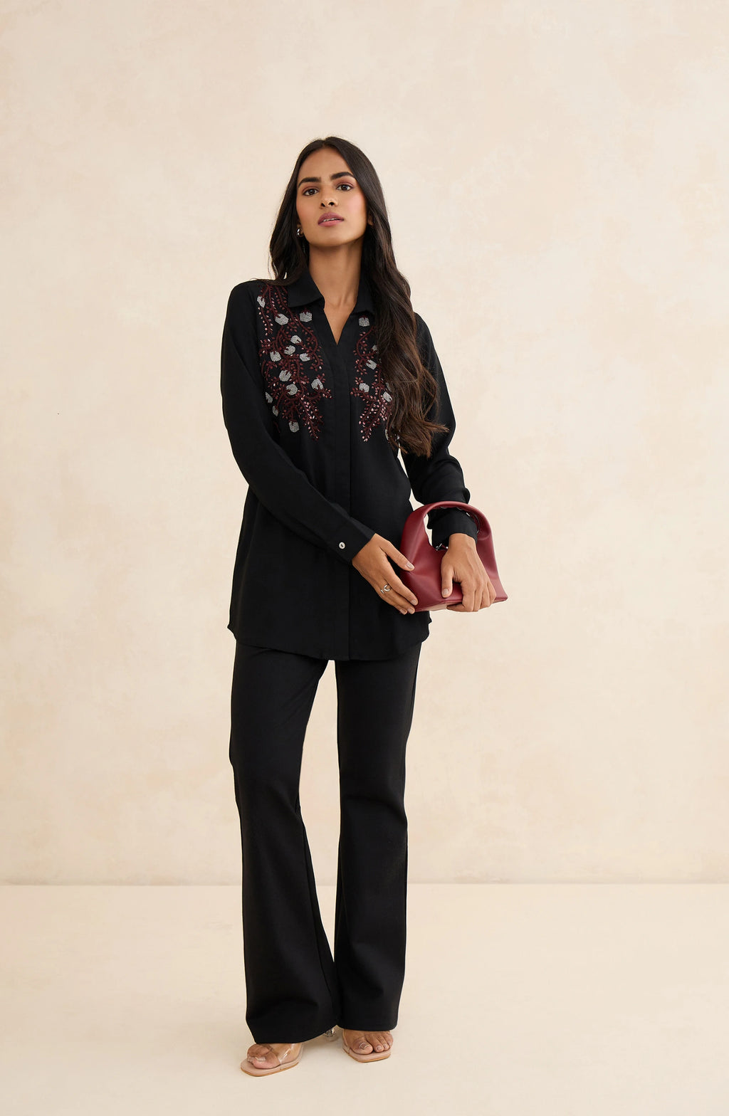 Black Garnet Embellished Shirt