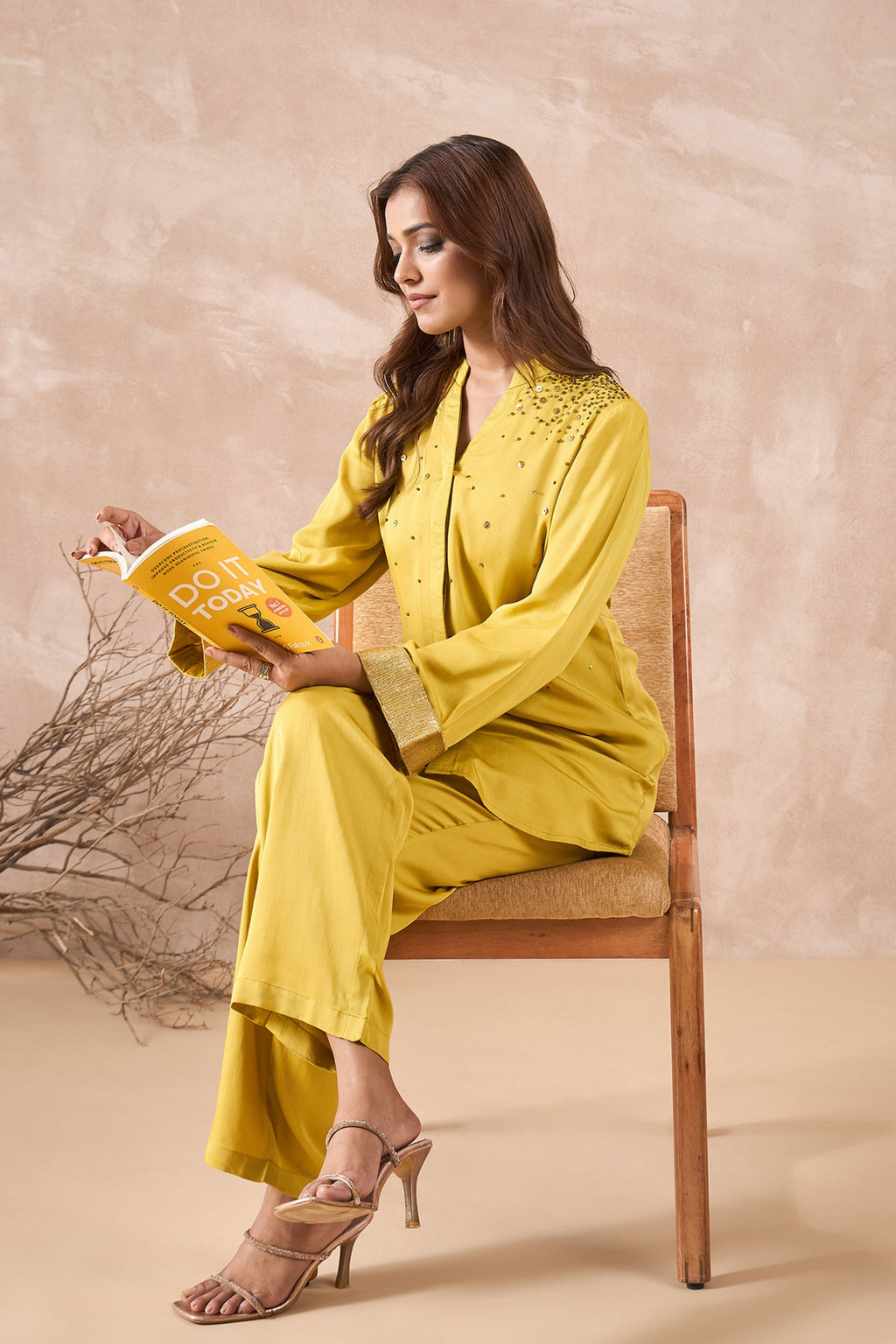 Mustard Yellow Embellished Co-Ord Set