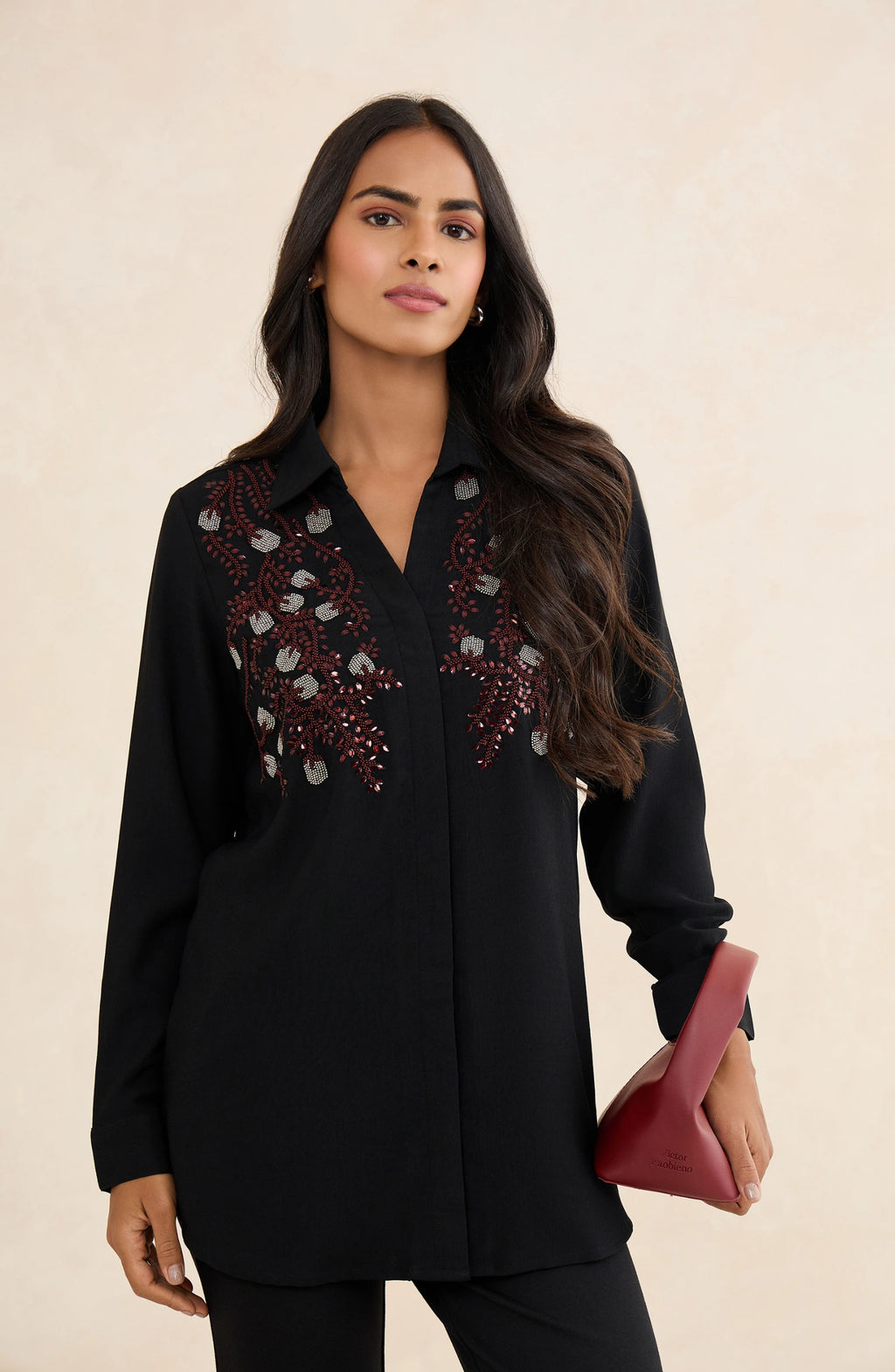 Black Garnet Embellished Shirt