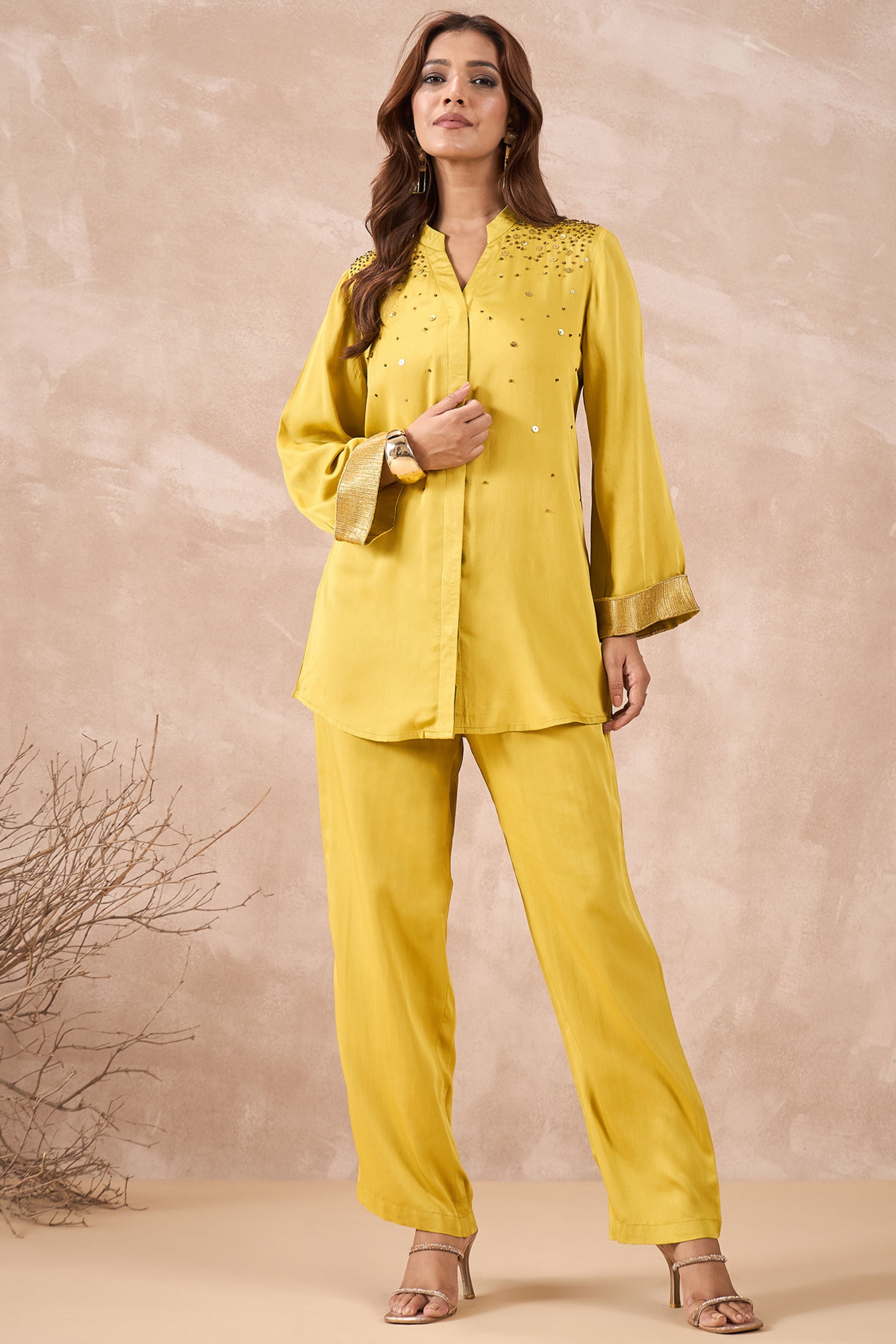 Mustard Yellow Embellished Co-Ord Set