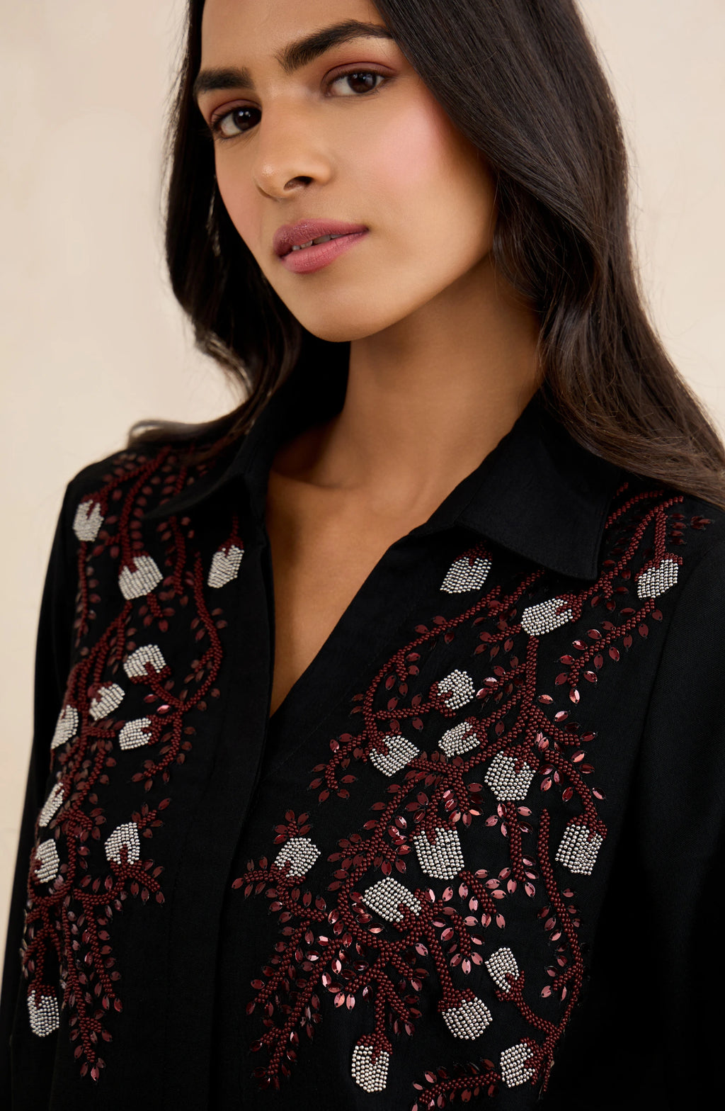 Black Garnet Embellished Shirt