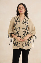 Beige Sandstone Embellished Shirt