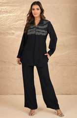 Black Silver Embellished Co-Ord Set