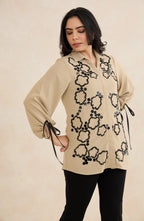 Beige Sandstone Embellished Shirt