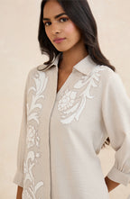 Cream Floral Heirloom Embroidered Shirt