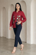 Wine Red Embellished Shirt