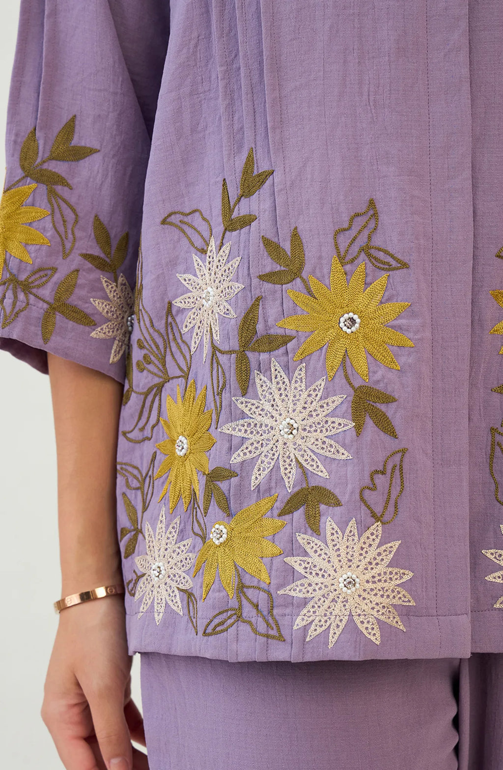 Purple Sunflower Embroidered Co-ord set