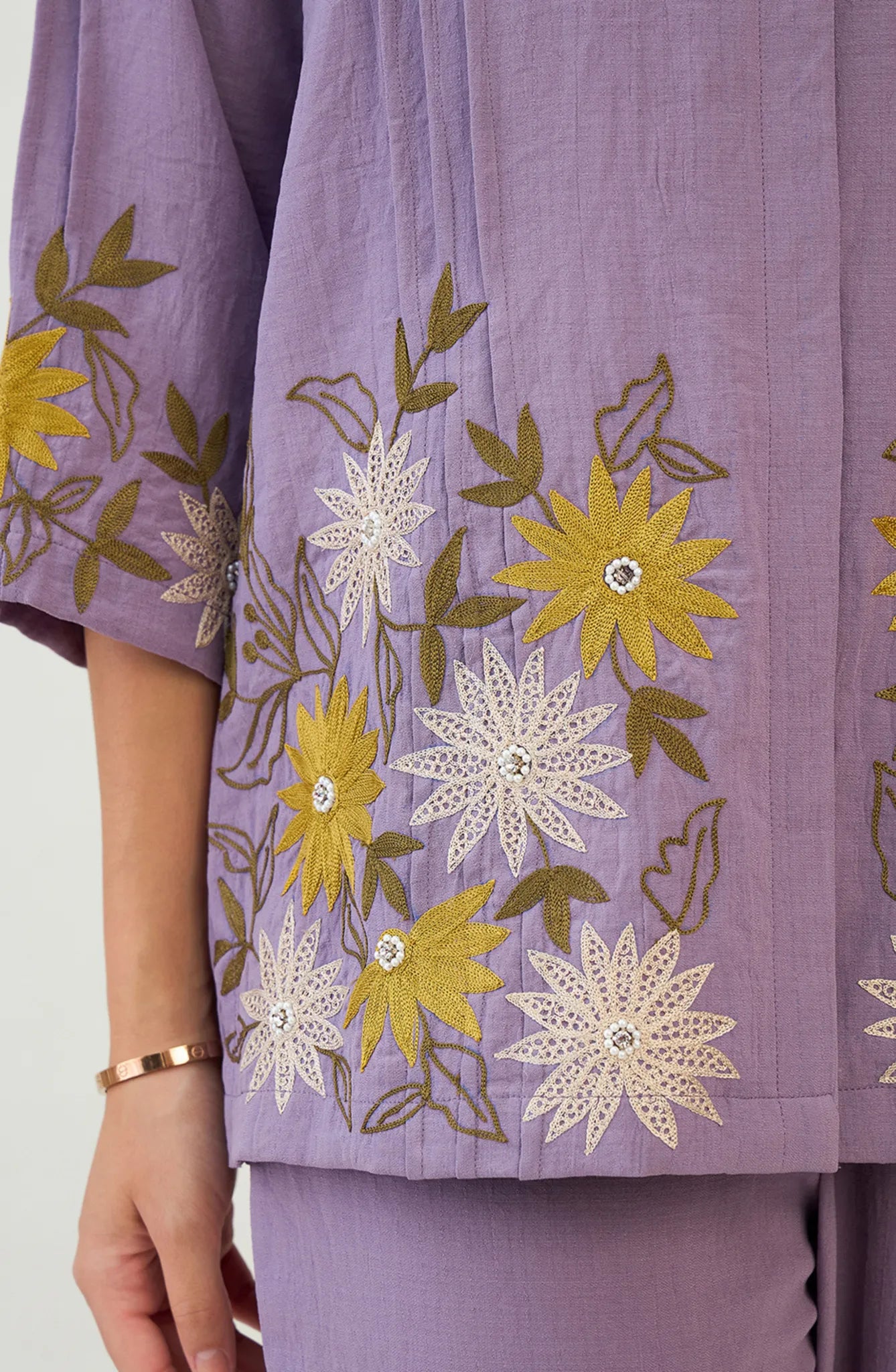 Purple Sunflower Embroidered Co-ord set