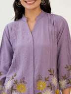 Purple Sunflower Embroidered Co-ord set