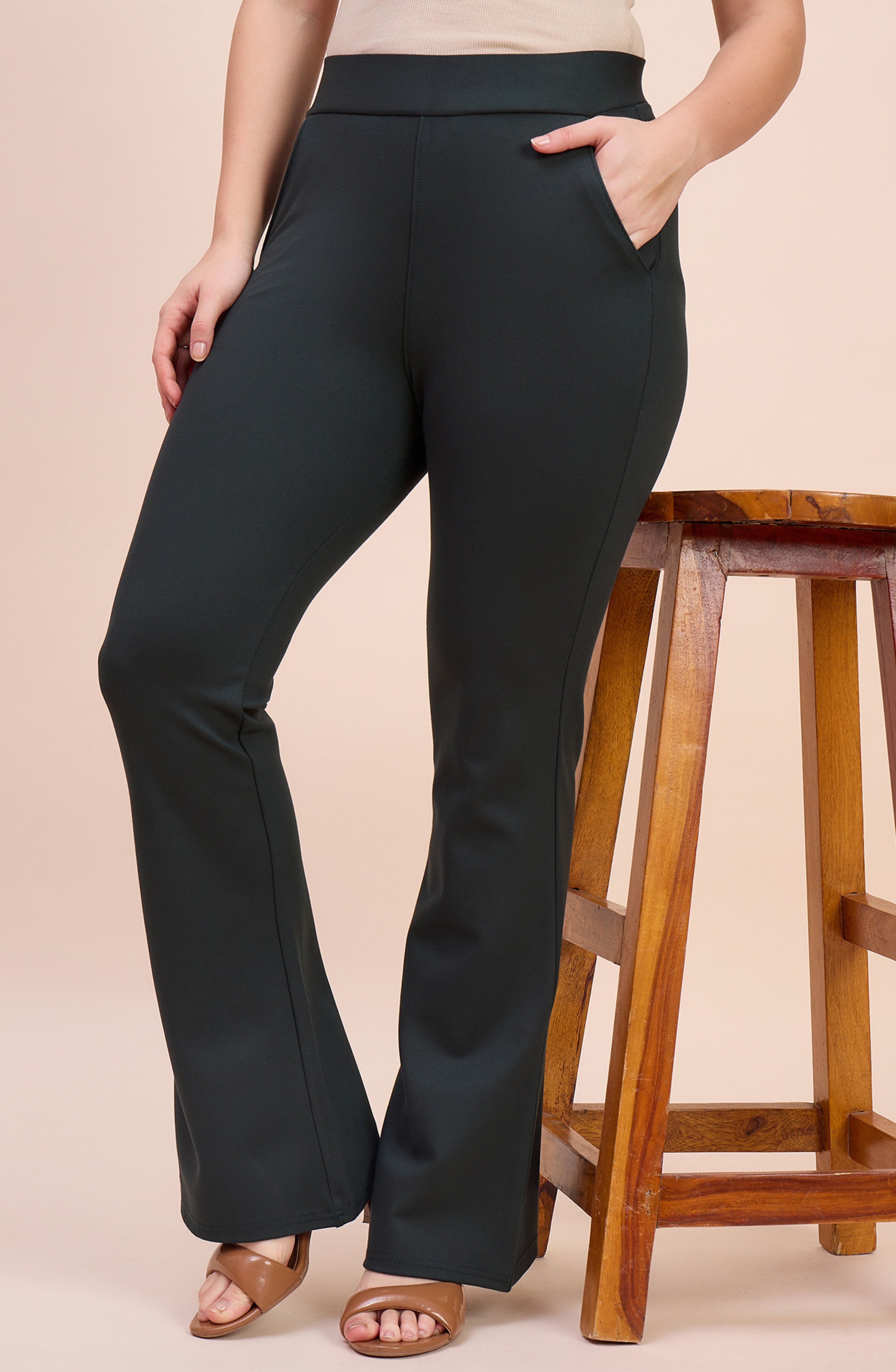 Dark Green Bell Bottom Pants