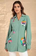 Mint Green Embellished Shirt