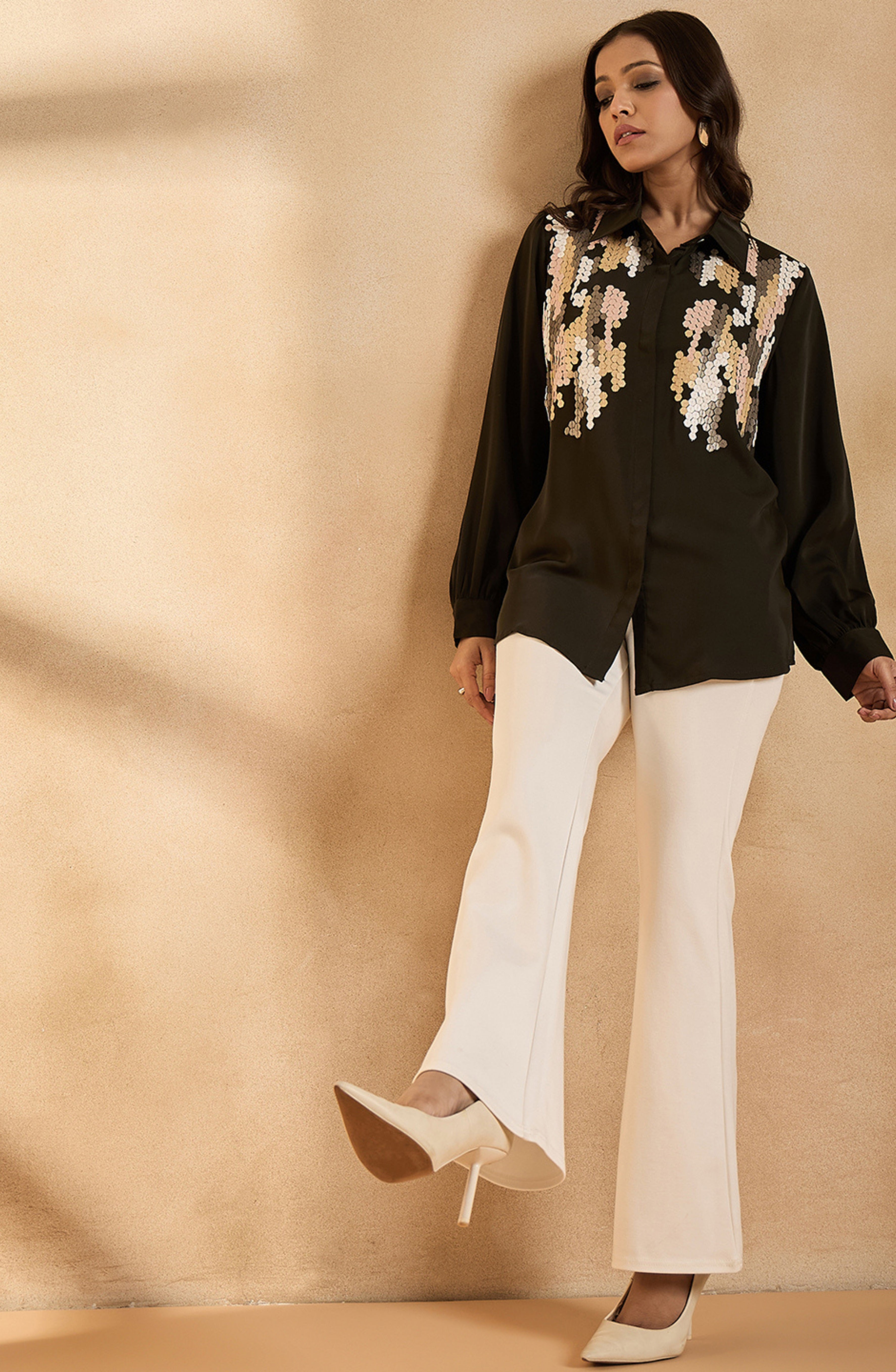 Ivory Bell Bottom Pants