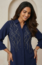 Navy Blue Elegant Embellished Co-Ord Set