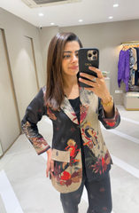 Woolen Floral Blazer Style Co-Ord Set