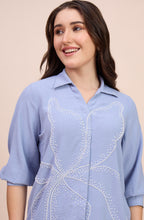 Powder Blue Co-ord Set with Pearl Beaded Floral Motif