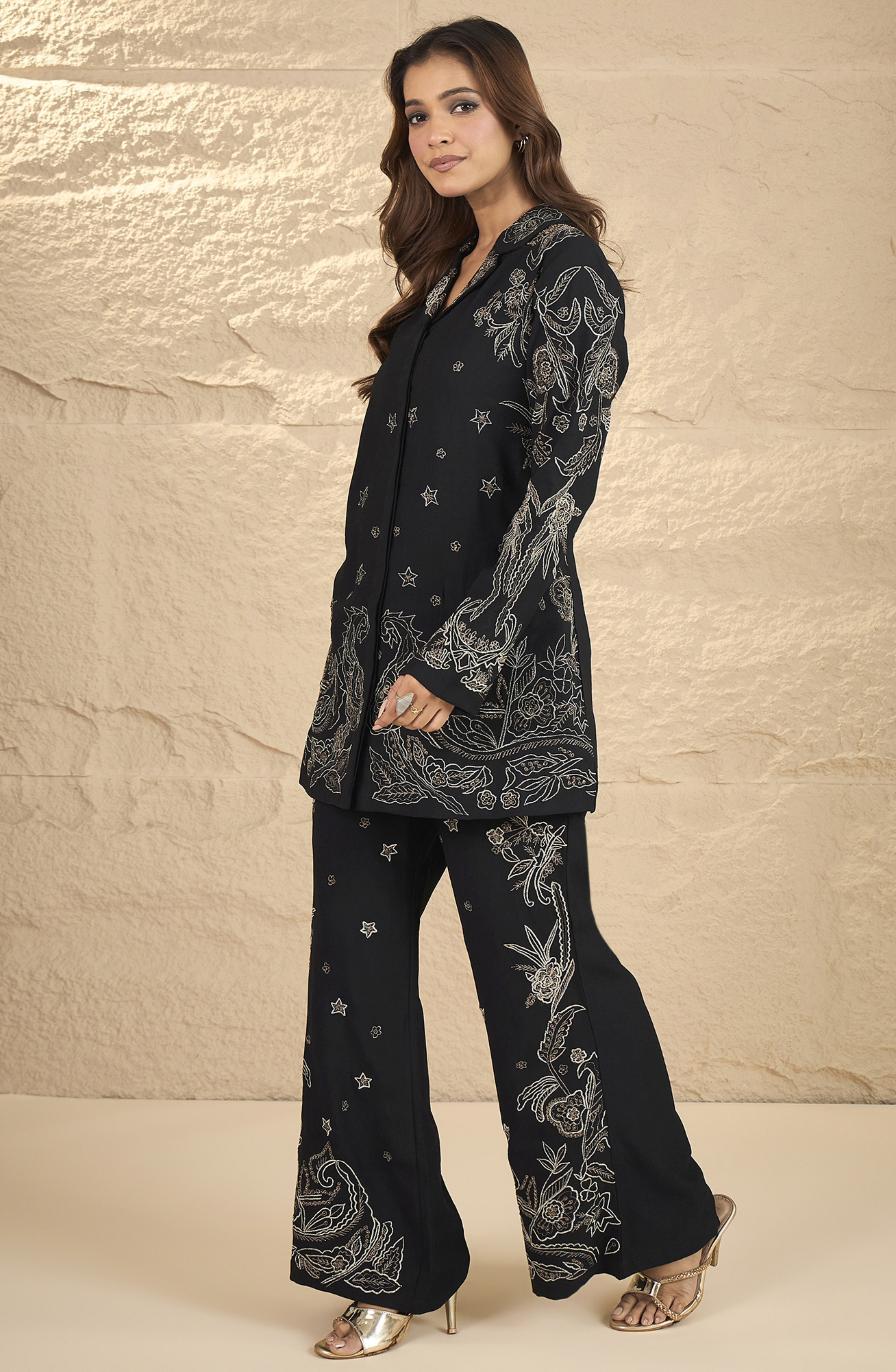 Black Embroidered Co-ord Set