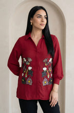 Wine Red Embellished Shirt