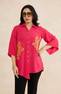 Rose Ember Hot Pink Embroidered Shirt