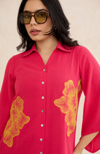 Rose Ember Hot Pink Embroidered Shirt