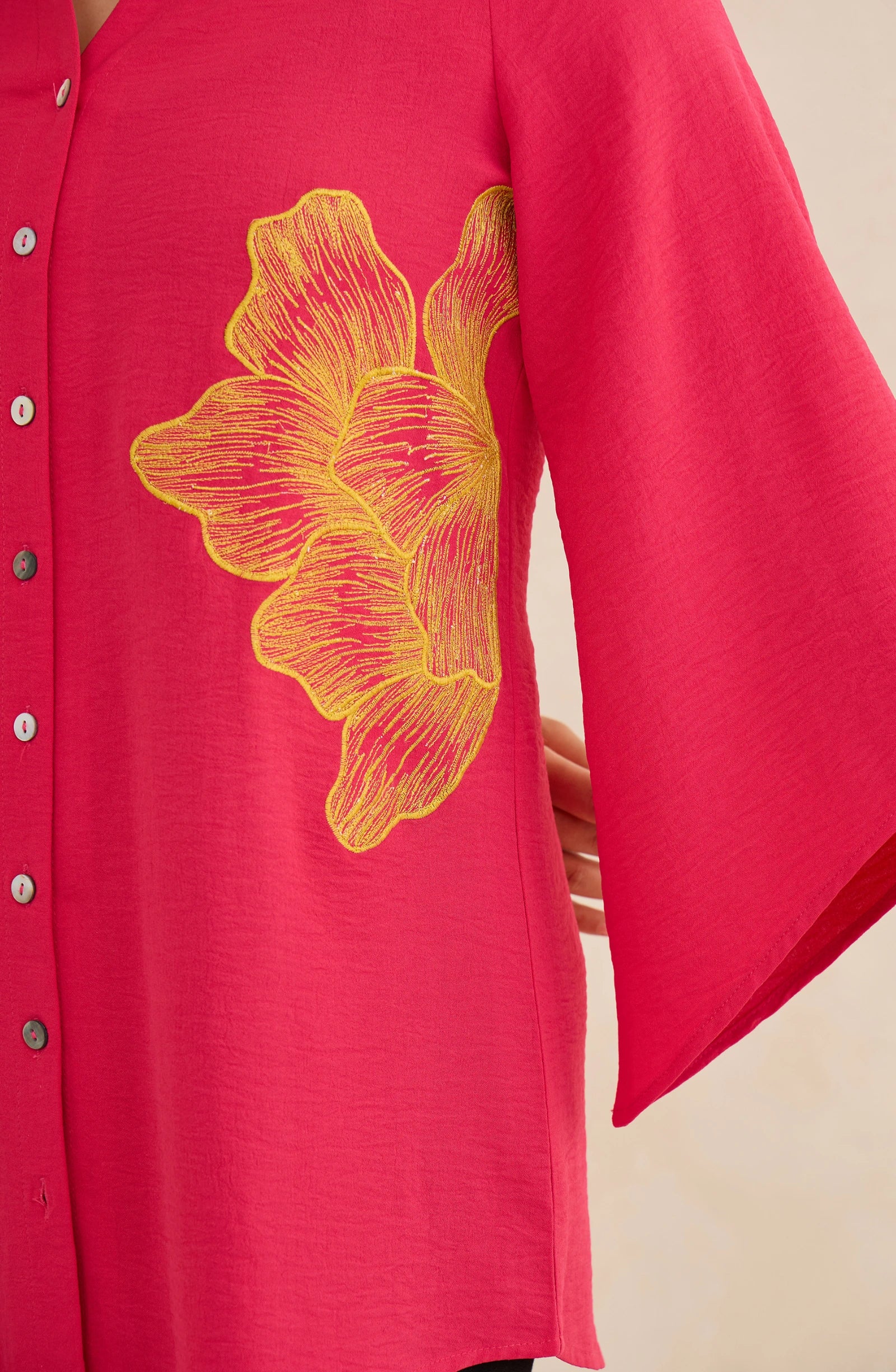 Rose Ember Hot Pink Embroidered Shirt