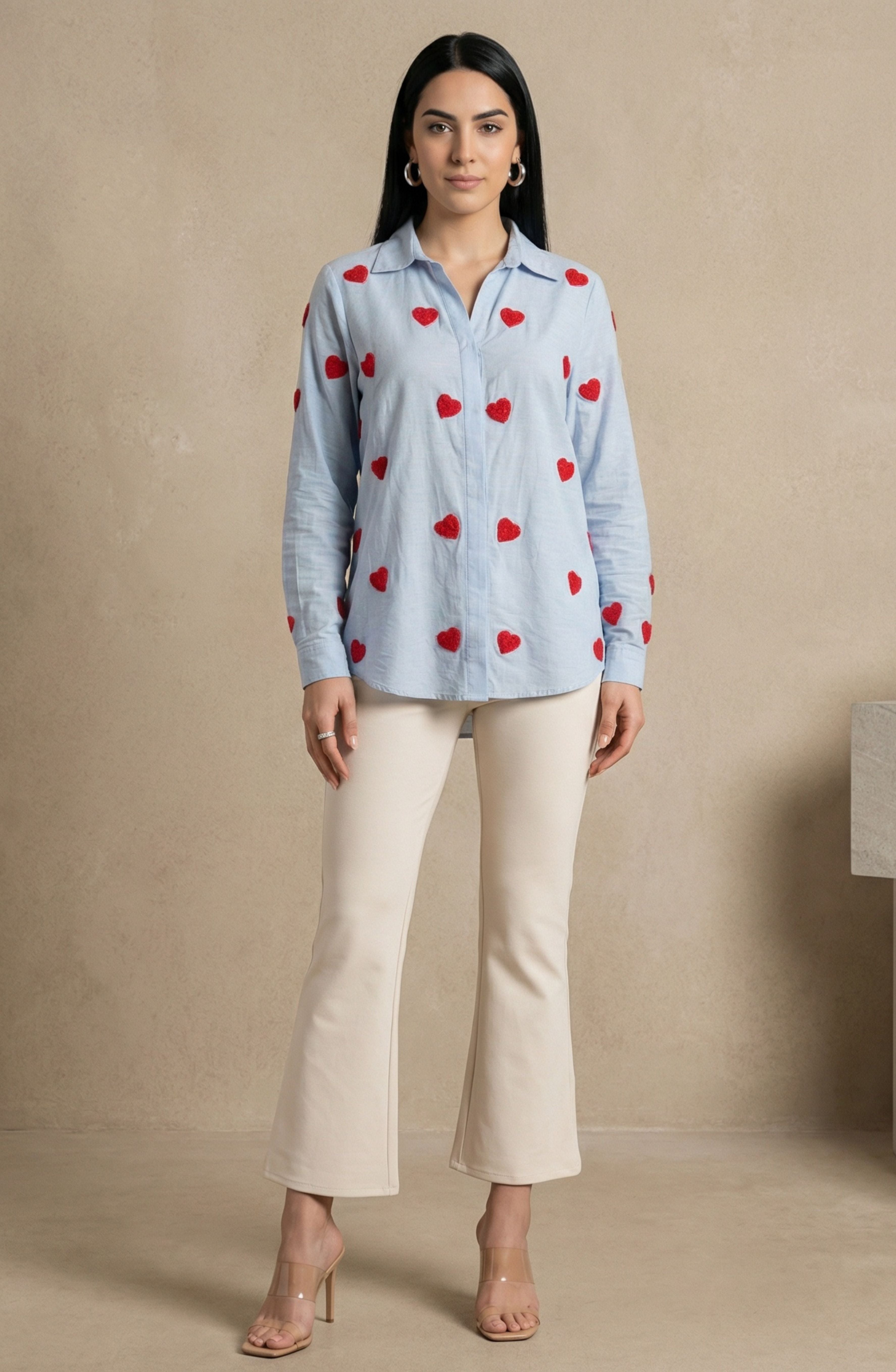 Cotton Denim Embroidered Shirt