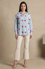 Cotton Denim Embroidered Shirt